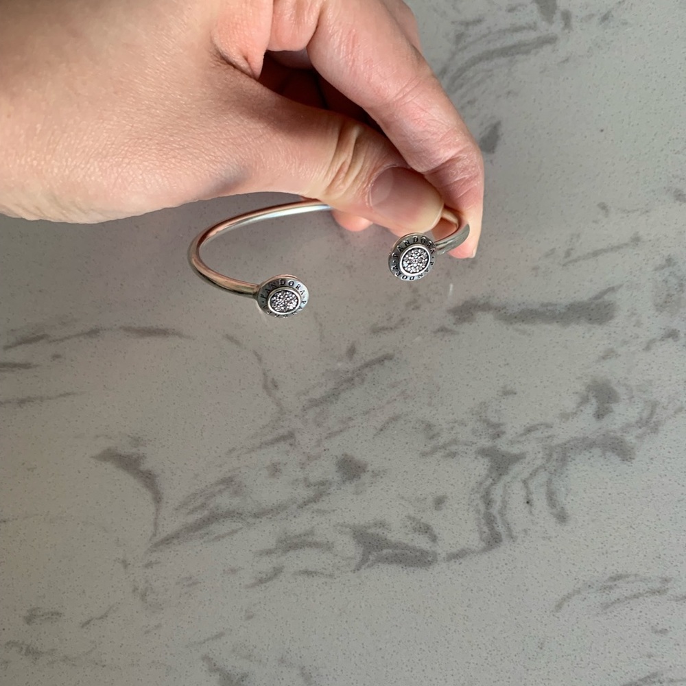 SOLD ❌ PANDORA SIGNATURE BANGLE BRACELET, CLEAR CZ